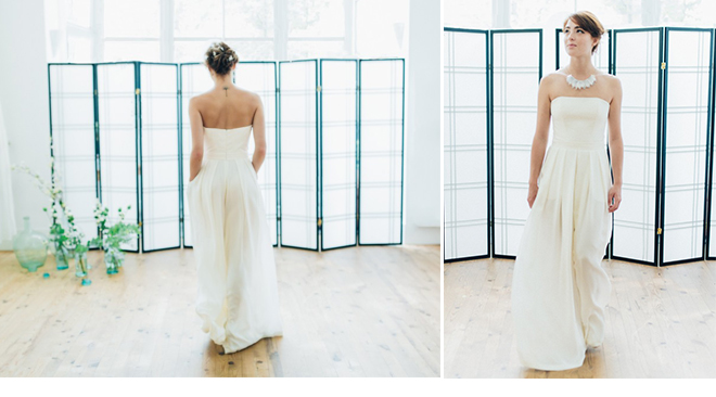 Combinaison de mariée bustier et large