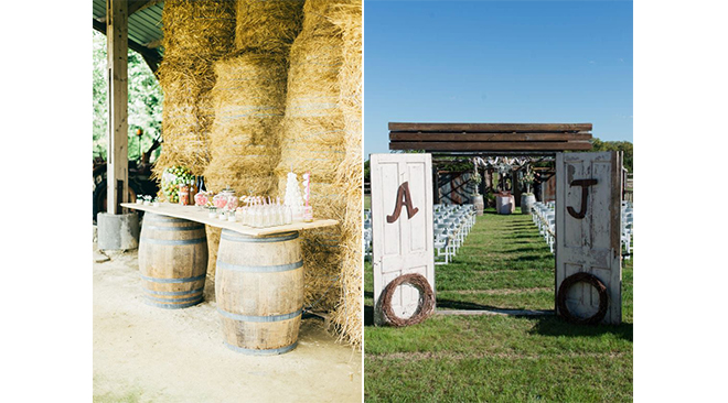 ©Pinterest - Sophie Delaveau deco-mariage-rustique-foin-portes-bois
