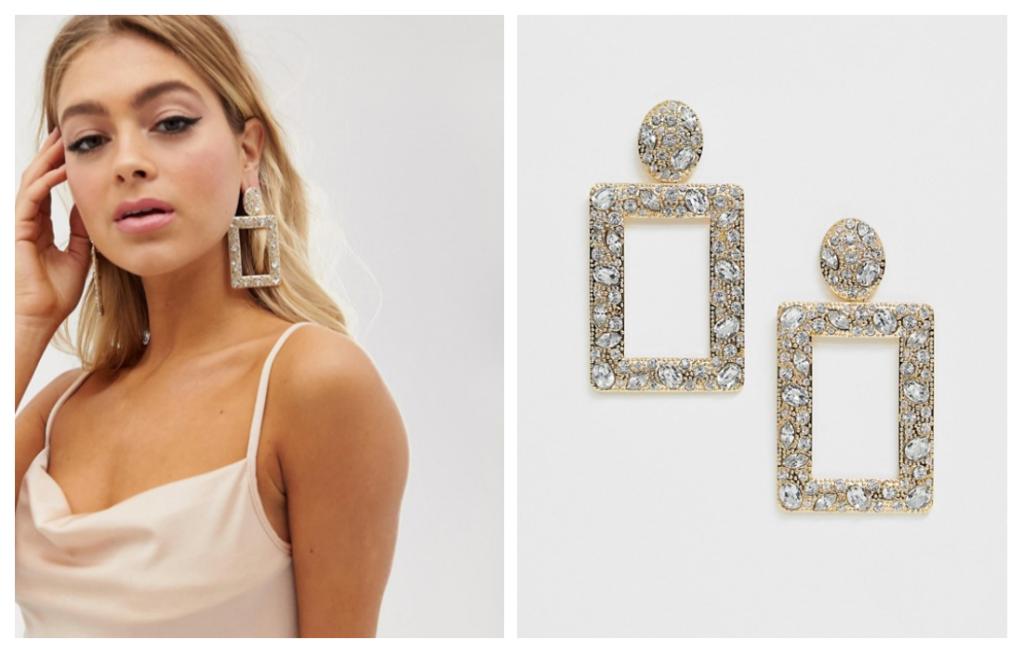 ASOS DESIGN - Boucles d'oreilles heurtoir ornées de cristaux - Doré