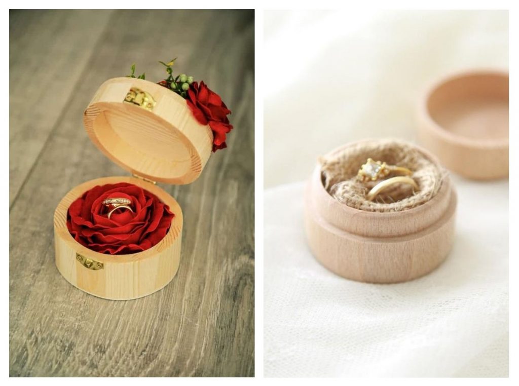 Boite bois rose et jute