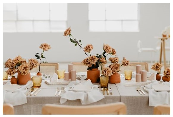 Centre de tables roses orange vf