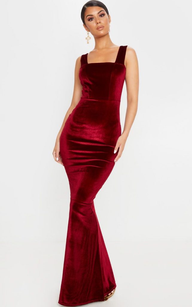 Robe velours bordeaux pretty little thing