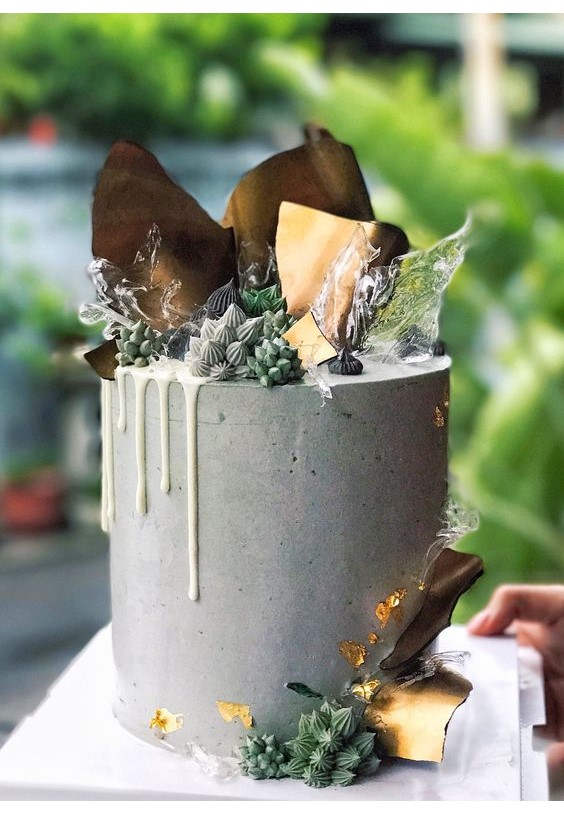 Gateau aspect béton cactus